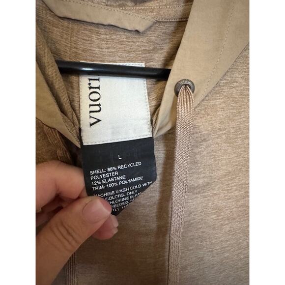 Vuori Sunday Element Hoodie Pullover Camel Heather Drawstring Hem L - Picture 9 of 10